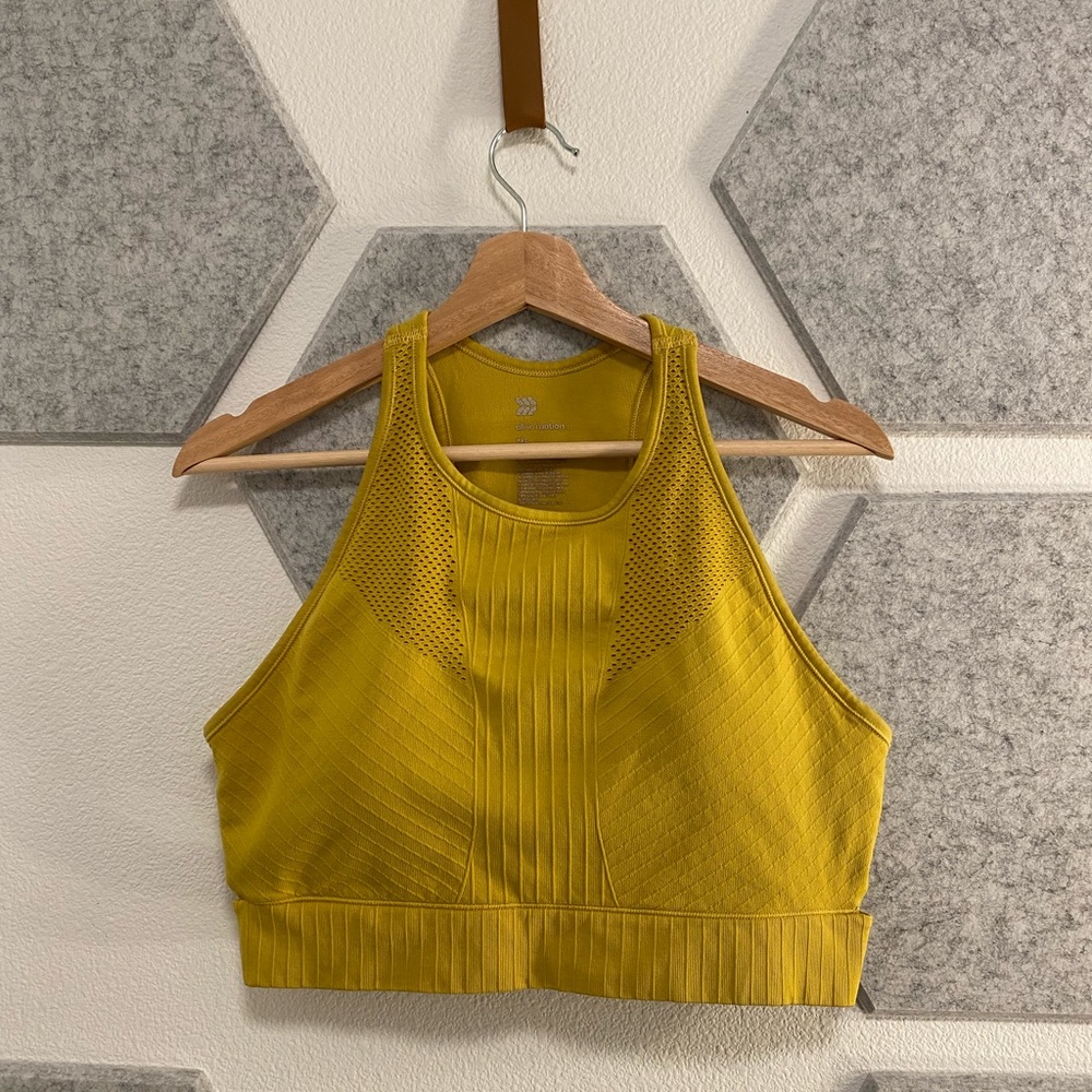 XXL All In Motion Yellow Mustard Sports Bra Cut Out